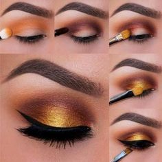 Make Up Factory, Teknik Makeup, Brown Eye Makeup Tutorial, Easy Eye Makeup Tutorial, Fall Eye Makeup, Tutorial Eyeliner, Eyeliner Tips, Mekap Mata, Makeup Steps