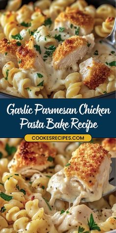 garlic parmesan chicken pasta bake recipe