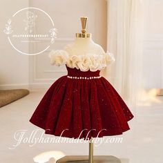 ♥ RED VELVET ORGANZA DRESS  Introducing the exquisite burgundy dress designed by Jolly Team, a stunning addition to your girl's wardrobe for the Christmas 2024 season. This luxurious piece features a unique combination of rich dark burgundy velvet for the skirt and delicate white organza ruffles adorning the bodice, creating a striking contrast that is both fashionable and elegant. The dress is meticulously handmade by our skilled artisans, ensuring that each piece is crafted with care and atten Kids Christmas Dress, Kid Dress, Velvet Christmas, Baby Red, Birthday Party Outfits, Red Velvet Dress, Dressup Party, Dark Burgundy, Elegant Baby