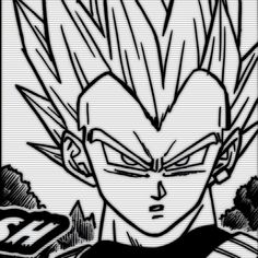 a black and white drawing of gohan