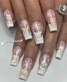 ig: nailsbyaulani Winter Nails Gingerbread, Hello Kitty Gingerbread Nails, Cute Christmas Nails Gingerbread, December Bday Nails, Winter Sanrio Nails, Gingerbread Hello Kitty Nails, Winter Junk Nails, Hello Kitty Thanksgiving Nails, Sanrio Winter Nails