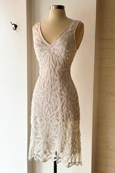 New and never worn with original tags. Elegant white lace slip dress embellished with subtle beaded detailing. V neck and back. Slip on. Fits size S Excellent condition Rehearsal Dinner Dress Vintage, 1920s Slip Dress, White Lace Slip Dress, White Slip Dress, Rehearsal Dinner Dresses, Photography Styles, Wedding Photography Styles, Lace Slip Dress, 1920s Dress