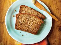 two slices of bread are on a plate