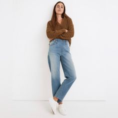 The Cut: Combining The Ease Of A Pull-On With The Look Of A Five-Pocket, These High-Rise Jeans Have A Relaxed Tapered Leg. The Fabric: Supersoft And Comfy Stretch Denim. Styling Tip: Buy Your True Size For A Slouchy, Easy Feel Or Size Down For A More Tapered Look. 11 1/4" High Rise, Sits On Hips With A Relaxed Fit, 12 3/4" Straight Leg Opening, 27" Inseam. Denim Styling, Travel Pants, Pull On Jeans, Madewell Jeans, Tapered Jeans, Madewell Denim, Washed Jeans, Vintage Jeans, High Jeans