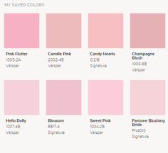 the shades of pink are shown in this color chart, with different colors on each side