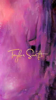 a purple and gold background with the words taylor swift on it's left side