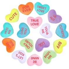 conversation hearts that say true love, true love and true love