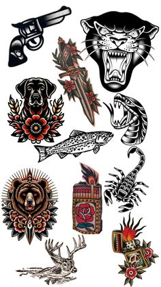 Old School Tattoo Man, Mens American Traditional Tattoos, American Traditional Tattoo Sleeve Men, Traditional Revolver Tattoo, American Traditional Shoulder Tattoo, American Traditional Tattoos Men, Traditional Lion Tattoo, Revolver Tattoo, Lion Shoulder Tattoo