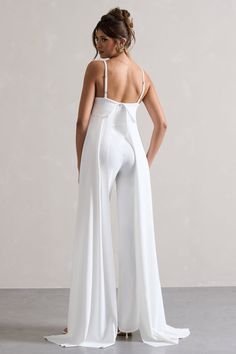 Jumpsuit With Cape, Bridal Romper, Fancy Jumpsuit, Safari Chic, White Bandeau, Sleek Bun, Bridal Jumpsuit, Black Dress Prom, Black Tie Gala