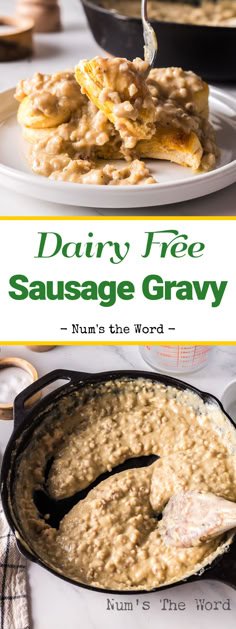 Dairy Free Sausage Gravy is the gravy you need on your table! It’s rich, savory, and the perfect comfort food for breakfast! #numstheword #dairyfreesausagegravy #sausagegravy #dairyfreebiscuitsandgravy #sausagegravywithoutmilk #sausagegravywithoutdairy #lactoseintolerantsausagegravy Dairy Free Sausage Gravy, Best Breakfast Ideas, Food For Breakfast, Flexitarian Recipes, Overnight Breakfast Casserole, Homemade Seasoning, Fluffy Biscuits