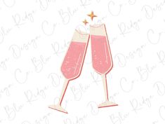 two glasses of champagne with stars on top