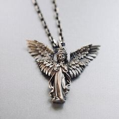 (eBay) Condition: handmade. Color: silver. Material: Silver. 925 sterling silver. We appreciate your prompt reply and look forward to deal with you again. Angel Wings Necklace, Silver Necklace Pendant, Angel Wing Necklace, Angel Jewelry, Vintage Angel, Angel Necklace, Neon Aesthetic, Wing Necklace, Unisex Jewelry