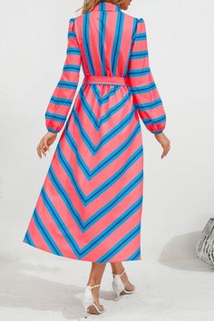 Blue Casual Striped Print Patchwork Turndown Collar Shirt Dress Dresses Spring Striped Long Sleeve Maxi Dress, Blue Long Sleeve Patchwork Maxi Dress, Blue Long Sleeve Maxi Dress With Patchwork, Collar Shirt Dress, Collared Shirt Dress, Dress Sleeve Styles, Blue Dress Casual, Printed Shirt Dress, Casual Stripes