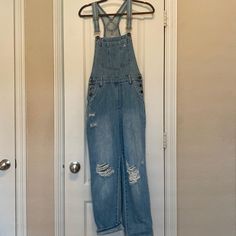 Never Been Worn With Tags Distressed Overalls 5-Pocket Style, Side Hip Button Closure