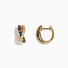 Effy Watercolors 14K Yellow Gold Multi Sapphire and Diamond Earrings Sapphire And Diamond Earrings, Multi Sapphire, Diamond Earrings, Sapphire, Yellow Gold, Yellow, Gold