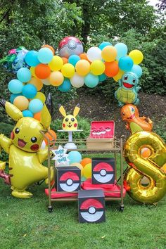 Idee Compleanno Pokemon in giardino Pokemon 6th Birthday Party, Boys 6th Birthday Party Ideas, Pokémon Birthday Ideas, Pokemon Birthday Party Decorations, Pokemon Decorations, Pokemon Party Ideas, Pokemon Party Supplies, Pikachu Party, Pokemon Party Decorations