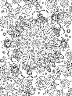 an intricate coloring page with lots of flowers