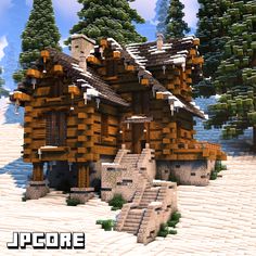 Need Minecraft ideas and inspiration, find it here! Minecraft Winter Cabin, Minecraft Cabin Ideas, Minecraft Cabin, Play Bakery, Minecraft Building Blueprints, Snowy Cabin, Minecraft Interior Design, Easy Minecraft Houses