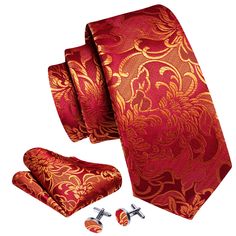 Brand: Barry Wang Material: 100% Silk What You Get: Same design Tie, Pocket Square & Cufflinks? Size: Necktie in 59" Length & 3.35" width at the tip, pocket square in 9"x 9"size Quality: Barry Wang Focus on Ties for Many Years, Good Quality Interlining Makes Our Ties Weighted and Elastic, Which are Easily Designed for A Perfect Knot.For More Quality Stylish Ties with Unbeatable Price, Please Click Our shop to Check More.With So Much Choice and Impeccable Quality, There's No Excuse Not to Have A Uniform School, Floral Necktie, Prom Gift, Gold Paisley, Necktie Set, Gold Tie, Golden Red, Tie For Men, Red Tie