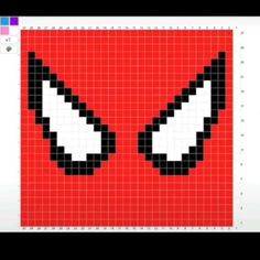 an image of a spiderman face made out of pixellated squares with the eyes drawn on