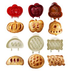 nine different types of pies and pastries are shown in this image, including one for each individual