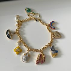 The Bradford Exchange Wizard Of Oz Over The Rainbow Gold Plated Multi Color Charm Bracelet **Original Box From Bradford Exchange Bracelet Original, Bradford Exchange, Over The Rainbow, Wizard Of Oz, The Rainbow, Womens Jewelry Bracelets, Red Gold, Wizard, Original Box