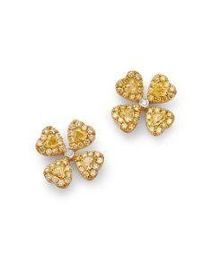 Bloomingdale's Fine Collection White & Yellow Diamond Flower Stud Earrings in 14K White & Yellow Gold, 2.27 ct. t.w. Flower Stud Earrings, Flower Stud, Diamond Flower, Flower Earrings Studs, Flower Studs, Yellow Diamond, Yellow White, Jewelry Accessories, Yellow Gold