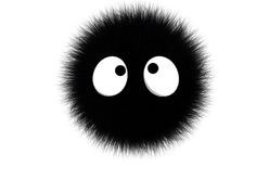 an animal's fur ball with two eyes