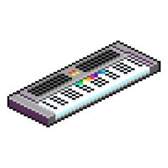 an old style pixelated video game remote control on a white backgroung