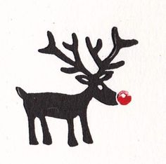 a drawing of a reindeer with an apple in its mouth