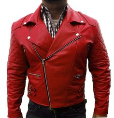 Leather jacket for Mens New fashion, Red Leather jacket - Lining:100% Polyester Lining in the Body - Collar Fastening - Two side pockets - 1 Inner Breast Pocket- Original leather Red Fall Biker Jacket With Pockets, Red Winter Biker Jacket, Red Leather Outerwear With Pockets, Fitted Red Leather Jacket With Pockets, Red Fitted Leather Jacket With Pockets, Dark Red Jacket, Red Jacket Men, Tan Brown Shoes, Fashion Leather Jacket