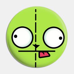 the face of a green cartoon character with big eyes and tongue sticking out its tongue