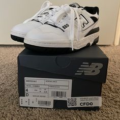 Taking Cues From The 1989 New Balance P550, The New Balance 550 White Black Features A Smooth White Leather Upper With Perforated Overlays And Black Piping. Puffed New Balance Logos Decorate The Quarter Panel. At The Base, A Matching White And Black Sole Completes The Design Style Bb550ha1 Colorway White/Black Us M 4 = Uk 3.5 = Eu 36 = Womens 5.5 I Paid A Premium For This But They Did Not Fit. Trying To Sell To Get Different Size. Price Firm Unfortunately Due To Poshmark Price Cut New Balance 550 White Black, New Balance 410, New Balance 550 White, New Balance 515, Running Cross Training, New Balance White, Balance 550, New Balance Fresh Foam, Womens Training Shoes