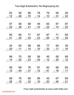 two digit subtraction worksheet to help students learn how to write numbers