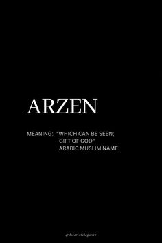 an image of the title for'arzen meaning, which can be seen, in arabic muslim name