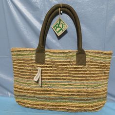 Earth Friendly Ingredients Using Organic Renewable The Shell Is 100% Raffia Lining 100% Cotton Eco-friendly Brown Bags For Spring, Casual Green Straw Bag For Everyday, Green Casual Straw Bag With Leather Handles, Green Casual Beach Bag With Leather Handles, Casual Green Beach Bag With Leather Handles, Gucci Gg Bag, Marmont Super Mini, Small Canvas Bags, Seatbelt Bags