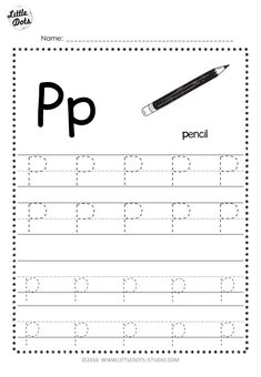 the letter p is for pencil worksheet with handwriting and numbers to practice writing