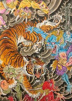 Tim Lehi, Japanese Tiger Tattoo, Design Mandala, Japanese Art Prints, Traditional Japanese Art, Japon Illustration, Desenho Tattoo, Japanese Tattoo Art