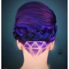 Braided UpDo with Diamond Undercut Design Undercut Updo, Undercut Ideas, Shave Designs, Galaxy Hair