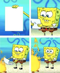 spongebob holding a paper and pointing at it with the caption fortnite