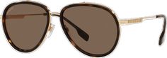 Formal Brown Aviator Sunglasses With Polarized Lenses, Elegant Brown Aviator Sunglasses For Formal Wear, Elegant Brown Aviator Sunglasses For Formal Occasions, Luxury Gold Men's Shield Sunglasses, Burberry Aviator Sunglasses, Luxury Brown Polarized Sunglasses, Burberry Men Sunglasses, Brown Aviator Shield Sunglasses With Anti-reflective Coating, Burberry Eyewear