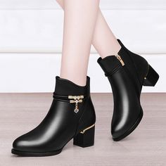 Women Genuine Sheepskin Leather Ankle Boots Casual Autumn Winter Thick High Heels New Chelsea Booties Shoes Korean Fashion M0124 Women Shoes Sheepskin Leather Short Boots Casual Autumn Winter Boots New Thick Heel Boots Korean Style Fashion Size : 34,35,36,37,38,39,40,41 Boot Type: Chelsea Boots Material : Sheepskin Leather Lining Material: (Autumn Style:Synthetic;Winter:Short Plush.) Heel Height : 5 CM Shaft Material: Sheepskin Leather Boot Height: Ankle Toe Shape: Round Toe Fashion Element: Zip Winter Closed Toe Heeled Boots In Faux Leather, Winter Closed Toe Faux Leather Heeled Boots, Winter Faux Leather Heeled Boots With Closed Toe, Winter Faux Leather Closed Toe Heeled Boots, Winter Faux Leather Boots With Low Heel, Formal Martin Boots With Round Toe, High Heel Booties For Winter, Winter Formal Closed Toe Martin Boots, Formal Closed Toe Martin Boots For Winter