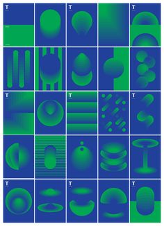 an image of different shapes in blue and green