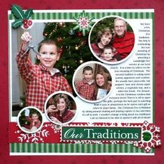 a christmas card with photos of people and a tree