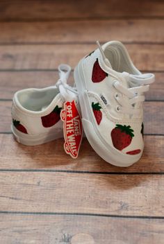 Strawberry Toddler Vans Strawberry Vans Custom Vans - Etsy 17 Doğum Günü, Vans Custom, Strawberry Baby, 1st Birthday Party Themes, First Birthday Themes, Baby Fits, Elf On The Shelf Ideas, Sneakers Athletic, Custom Vans