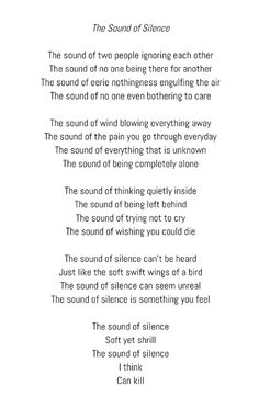 the sound of silence poem written in black and white