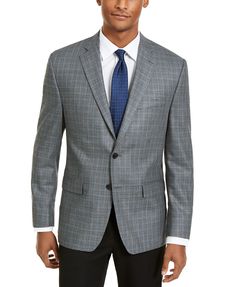 Keep your well-dressed look crisp and classic with the timeless tailoring and houndstooth check pattern of this unrestrictive Ultraflex stretch sport coat from Lauren Ralph Lauren.


 	Regular fit through the shoulders, chest and waist with standard armholes and sleeves
 	Jacket sizing is indicated by a number and a letter; Number refers to chest size, Letter refers to length of Jacket based upon height: S=5'7" and under; R=5'8"-5'11"; L=6' and up
 	Notched lapel
 	Two-button closure; four-butto Mens Check Suits, Check Suit, Lauren By Ralph Lauren, Gray Silk, Business Suit, Silk Wool, Plaid Blazer, Suits Coats, High Fashion Street Style