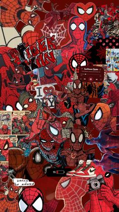 spiderman collage with many different images