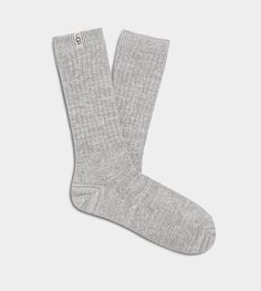 Just slouchy enough, these ultra-soft knit socks are a favorite. Wear around the house, or peeking out from an ankle boot. | 99% Polyester, 1% Spandex | UGG Women's Rib Knit Slouchy Crew Sock Polyester Socks in Grey Ugg Socks, Crew Sock, Shoe Boutique, Salmon Pink, Womens Uggs, Knit Socks, Twill Tape, Soft Knits, Socks Women