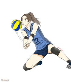 a female volleyball player in action with the ball